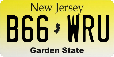 NJ license plate B66WRU