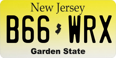 NJ license plate B66WRX