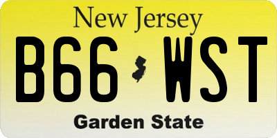NJ license plate B66WST