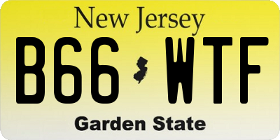 NJ license plate B66WTF