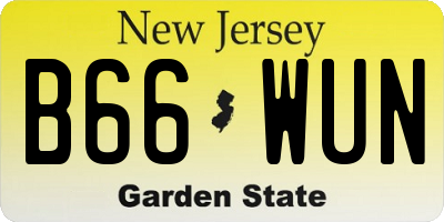 NJ license plate B66WUN