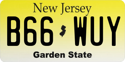 NJ license plate B66WUY