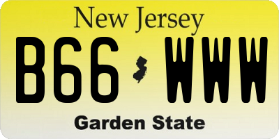 NJ license plate B66WWW