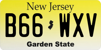NJ license plate B66WXV