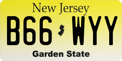 NJ license plate B66WYY