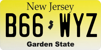 NJ license plate B66WYZ