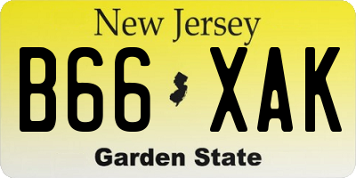 NJ license plate B66XAK