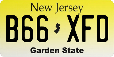 NJ license plate B66XFD