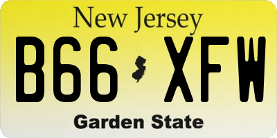 NJ license plate B66XFW