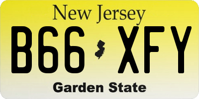NJ license plate B66XFY