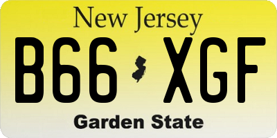 NJ license plate B66XGF