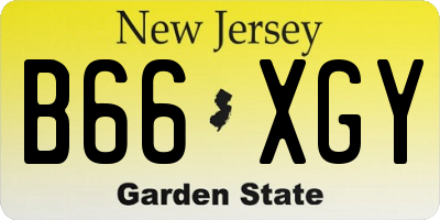 NJ license plate B66XGY