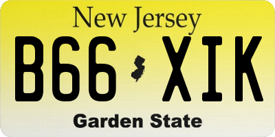 NJ license plate B66XIK