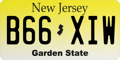 NJ license plate B66XIW