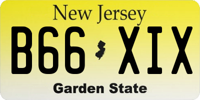 NJ license plate B66XIX