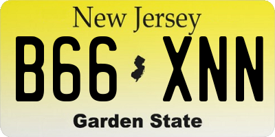 NJ license plate B66XNN