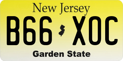 NJ license plate B66XOC