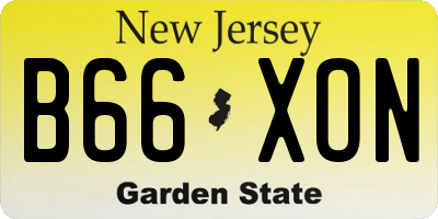 NJ license plate B66XON