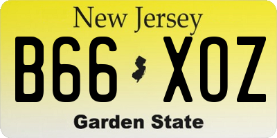 NJ license plate B66XOZ