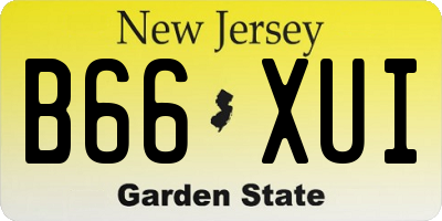 NJ license plate B66XUI