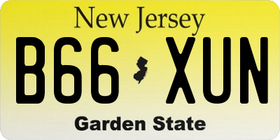 NJ license plate B66XUN