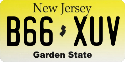 NJ license plate B66XUV