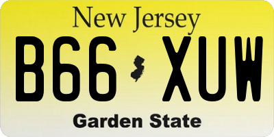 NJ license plate B66XUW