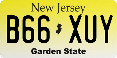 NJ license plate B66XUY