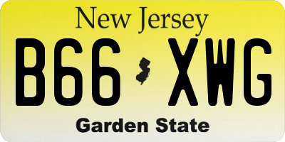 NJ license plate B66XWG