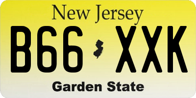 NJ license plate B66XXK