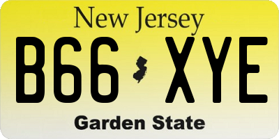 NJ license plate B66XYE