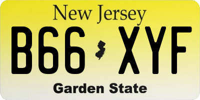 NJ license plate B66XYF