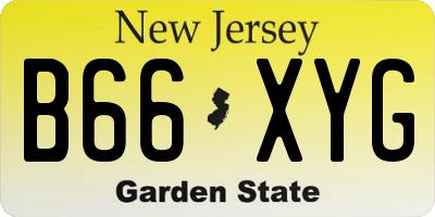 NJ license plate B66XYG