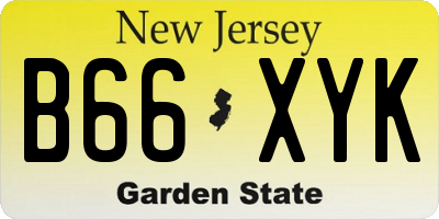 NJ license plate B66XYK