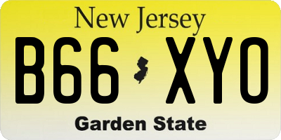 NJ license plate B66XYO