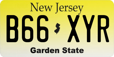 NJ license plate B66XYR