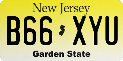 NJ license plate B66XYU