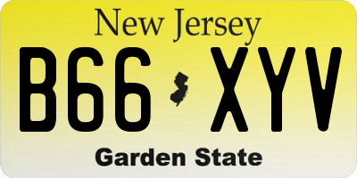 NJ license plate B66XYV