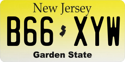 NJ license plate B66XYW
