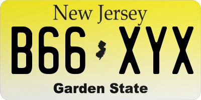 NJ license plate B66XYX