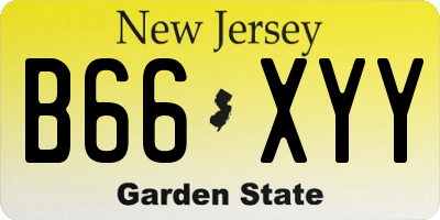 NJ license plate B66XYY