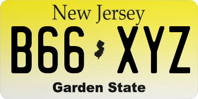 NJ license plate B66XYZ