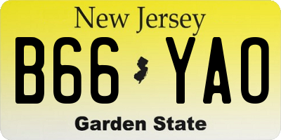 NJ license plate B66YAO