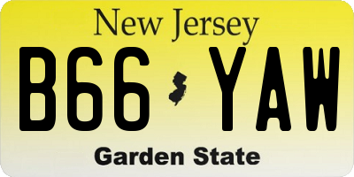 NJ license plate B66YAW