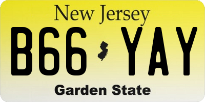 NJ license plate B66YAY