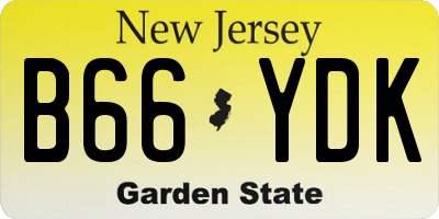 NJ license plate B66YDK