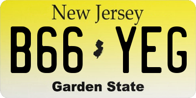 NJ license plate B66YEG