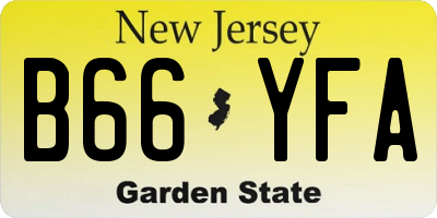 NJ license plate B66YFA