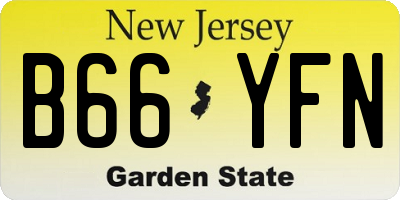 NJ license plate B66YFN