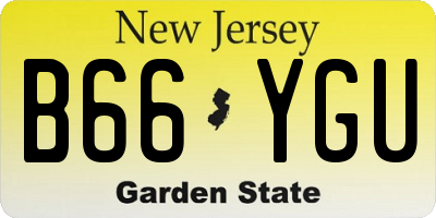 NJ license plate B66YGU